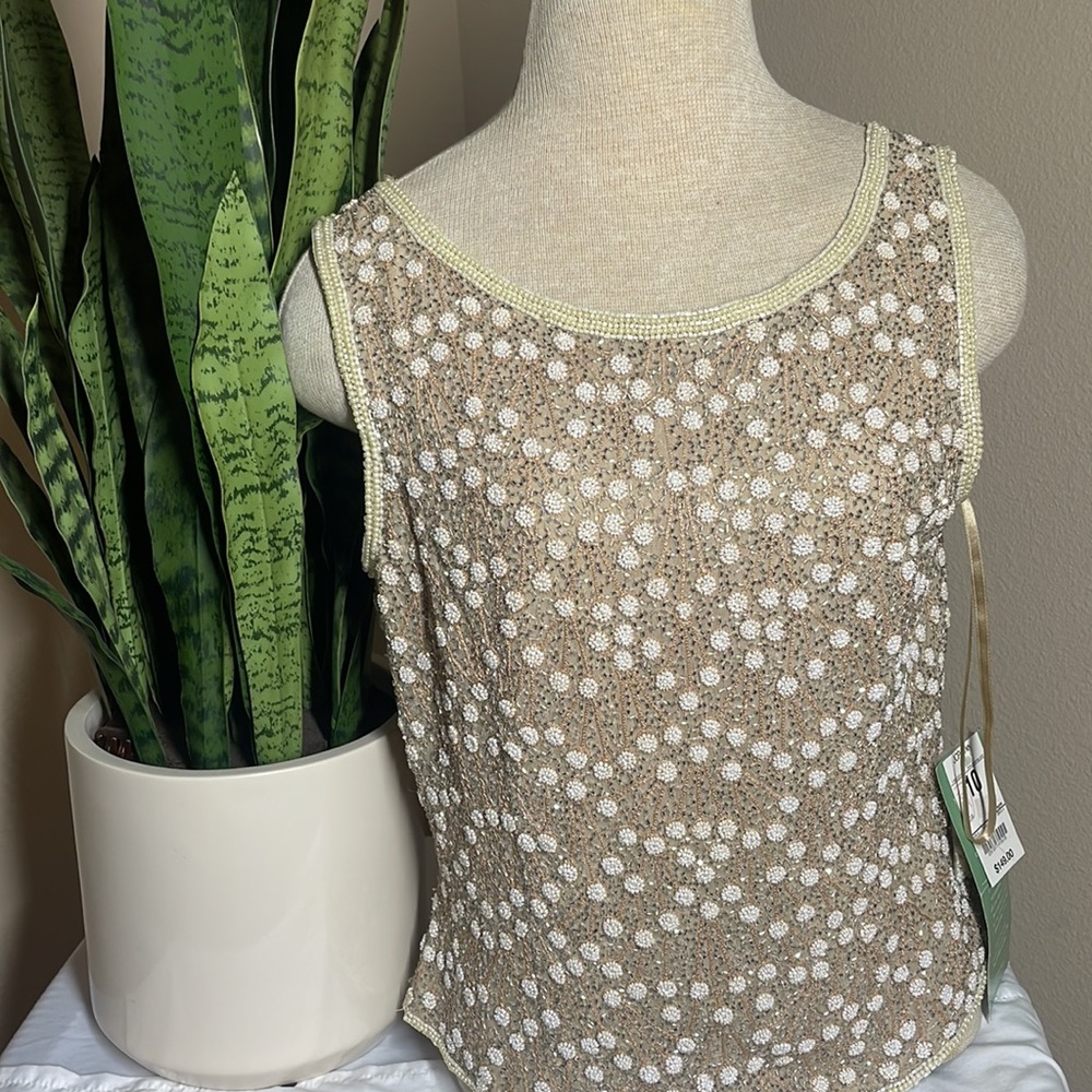 Adrianna Papell Vintage beaded sequined glam top!
